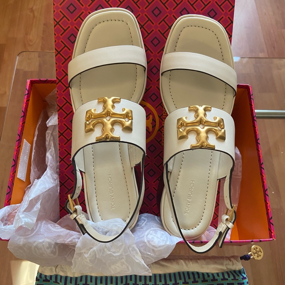 Tory Burch Eleanor Block Sandal NWT - New Ivory - Size 9